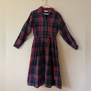 Eddie Bauer Plaid Flannel Midi Shirt Dress 90s Vintage